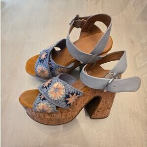 SUGAR Women's Platform Crochet Heels SZ 7.5 Hippie 70's